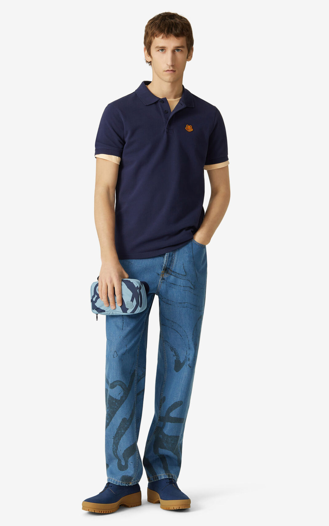 Kenzo Tiger Crest Polo Hombre Azul Marino Azules | 8649701-BF